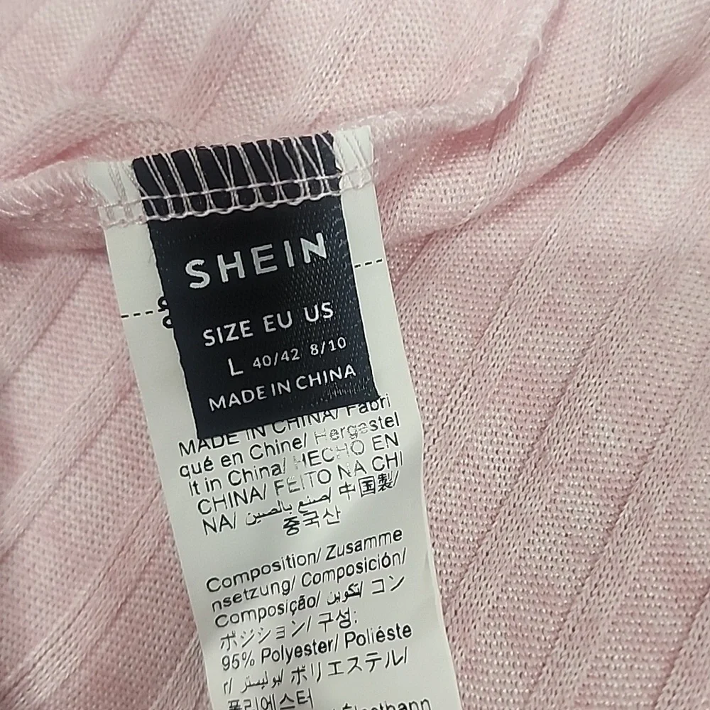 Light Pink Ribbed Cardigan And Shorts Set. M/L - Picture 9 of 10